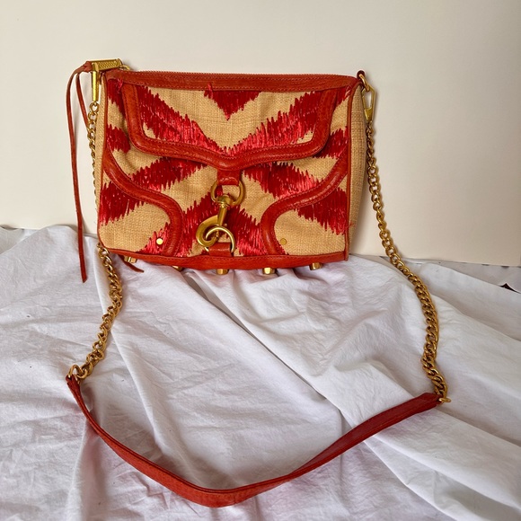 Rebecca Minkoff Straw M.A.C. Bombe Purse in Coral - Picture 4 of 9